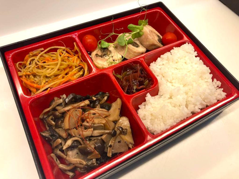 Chicken roll, Mushroom with rice Bento